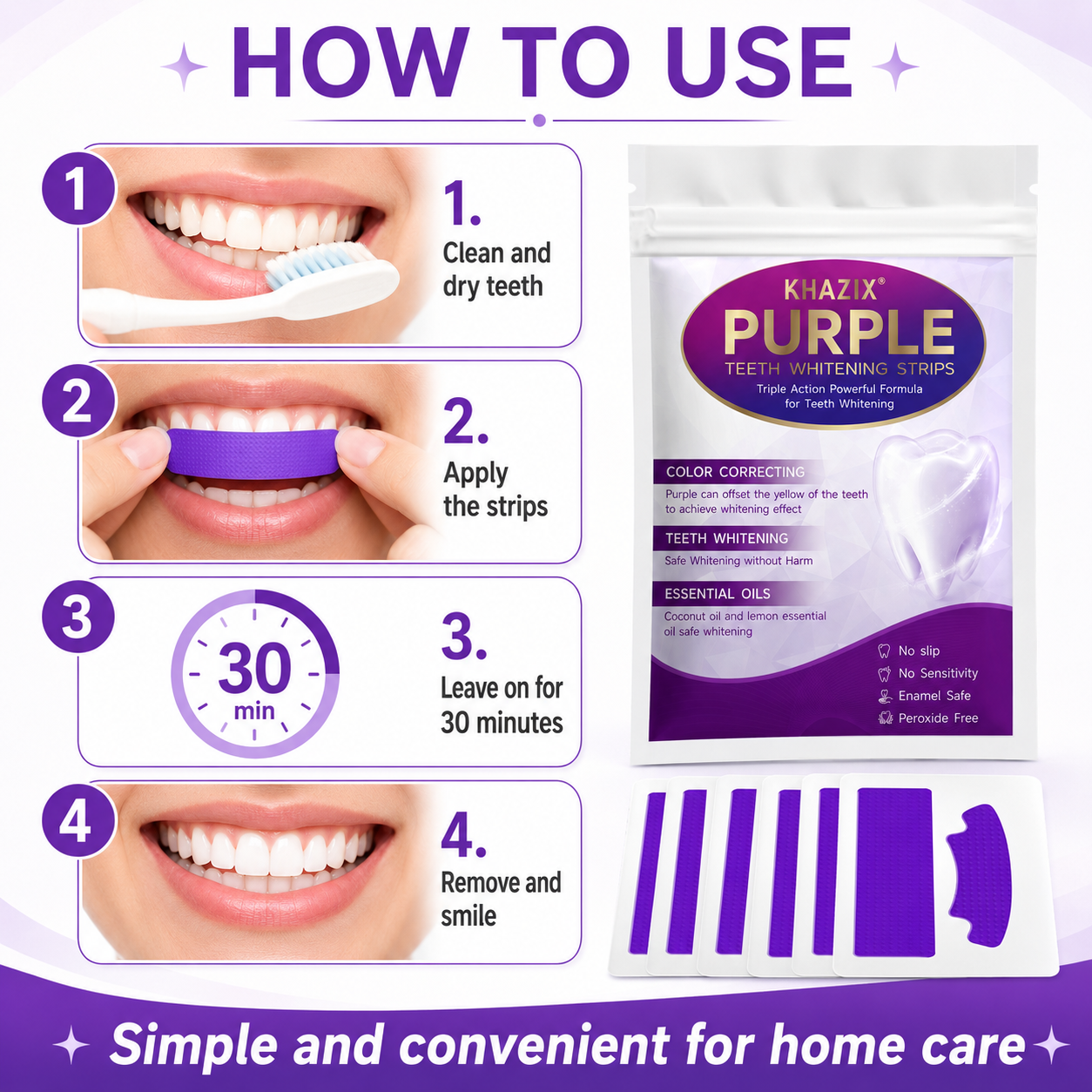 7pairs Purple Teeth Whitening  - Teeth Whitening Home Kit avaliação e preço