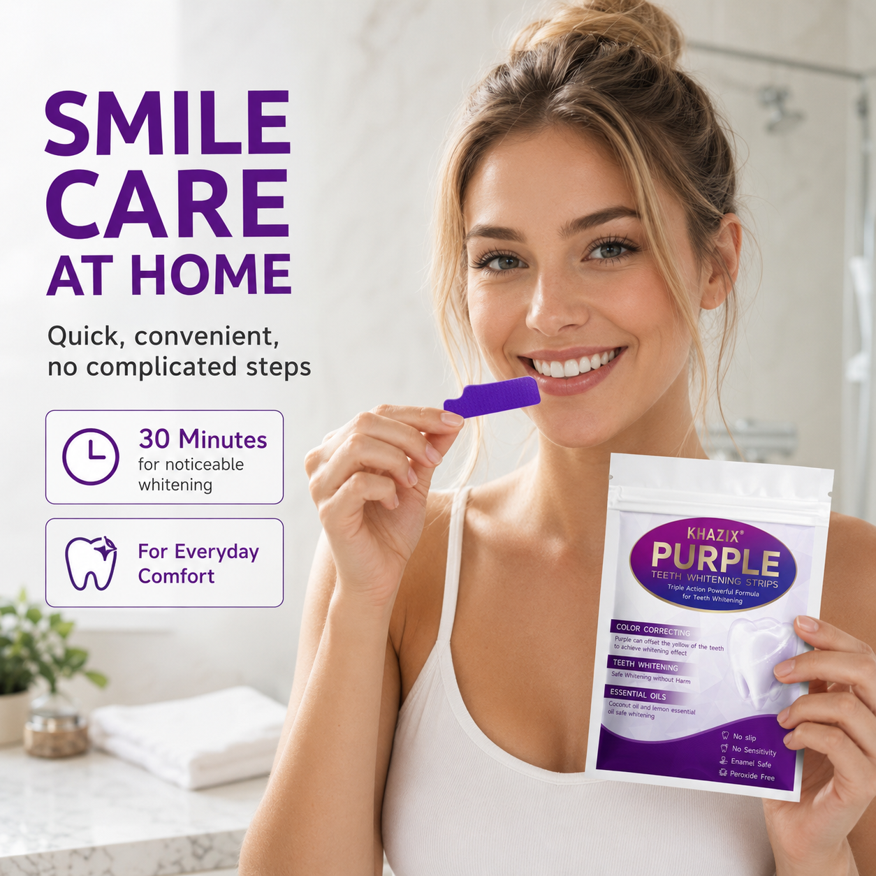 7pairs Purple Teeth Whitening  - Teeth Whitening Home Kit avaliação e preço